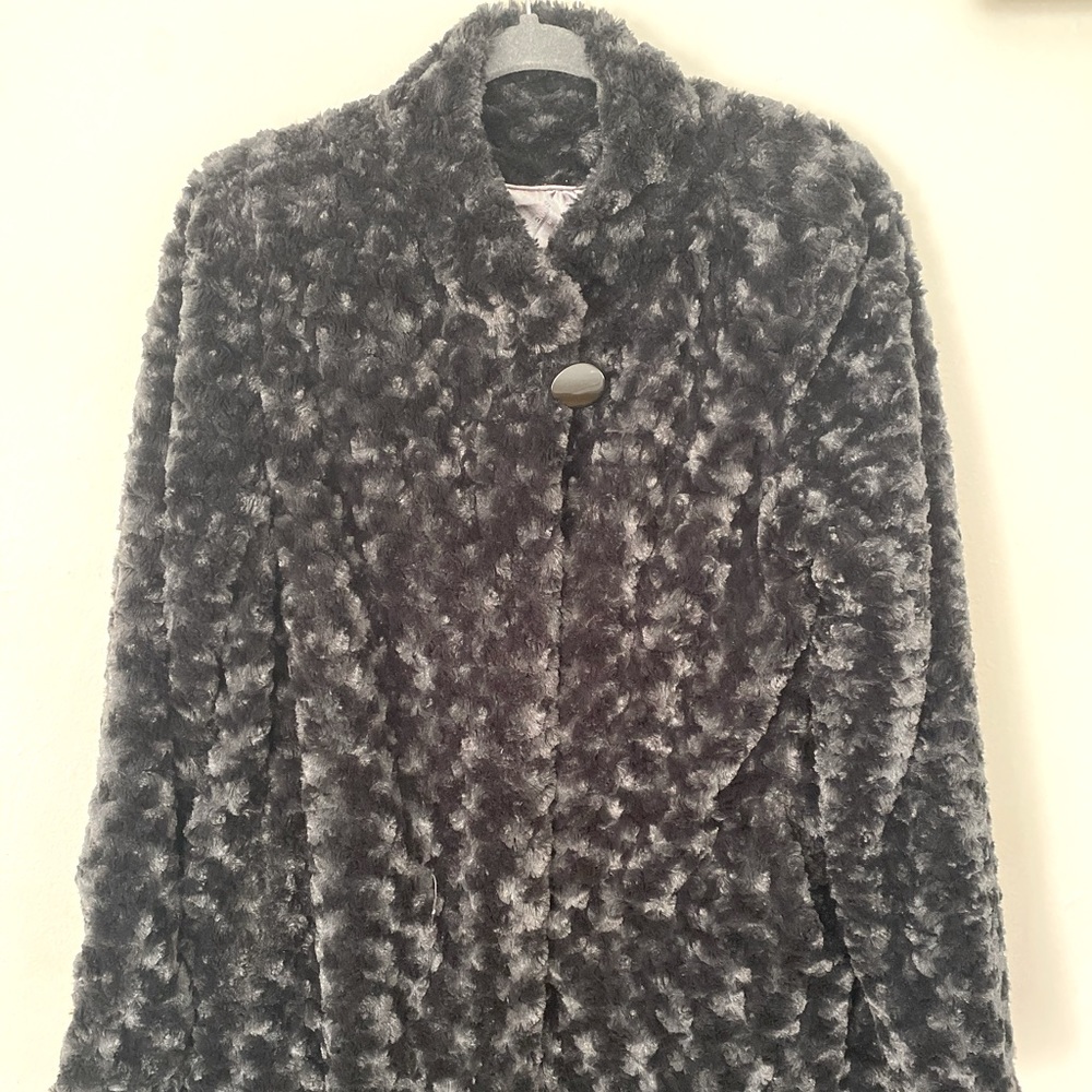 Dennis Basso Faux Fur Coat Lg